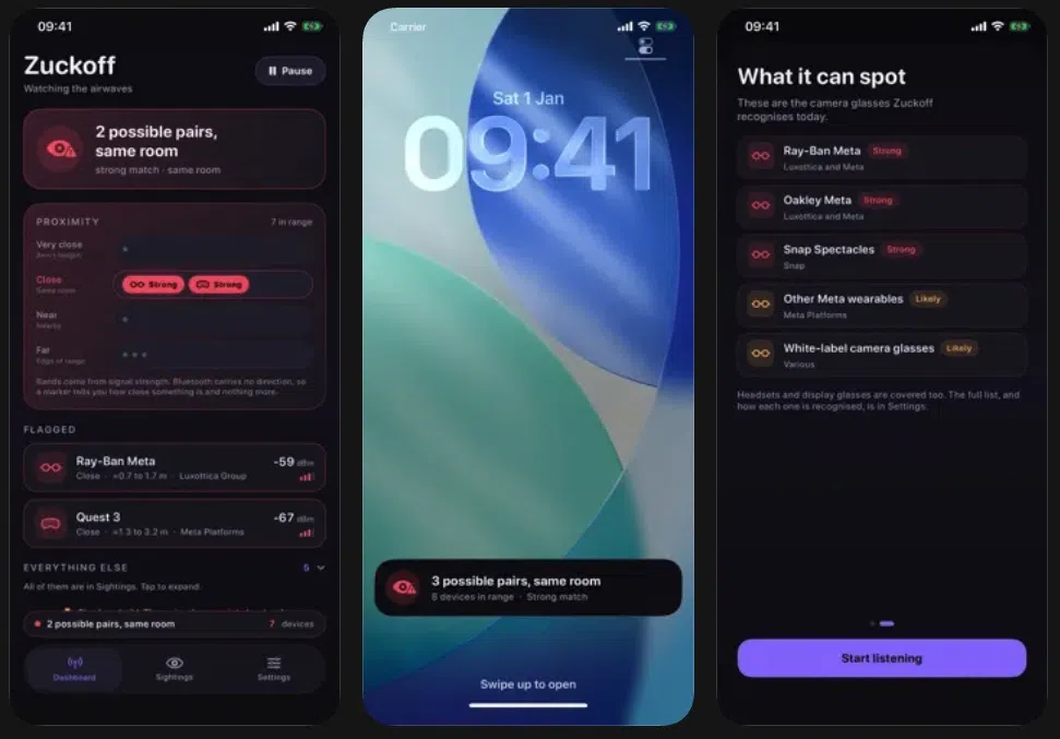 De Zuckoff app om slimme brillen mee te detecteren